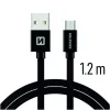 Cablu de date Swissten textil USB / Micro USB 1,2 m Negru