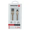 Cablu de date Swissten textil USB / Micro USB 1,2 m Auriu