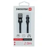 Cablu de date Swissten textil USB / Micro USB 2.0 M Negru