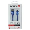 Cablu de date Swissten textil Micro USB 2,0 m albastru