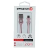 Cablu de date Swissten textil Micro USB 2,0 m ROZ / Auriu