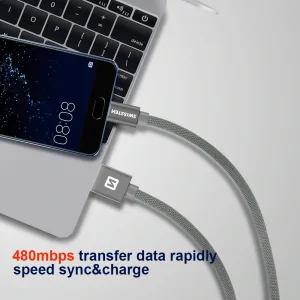 Cablu de date Swissten textil Micro USB 2,0 m gri