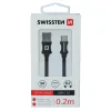 Cablu de date Swissten textil USB / USB-C 0,2 M Negru