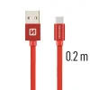 Cablu de date Swissten textil USB / USB-C 0,2 m Rosu