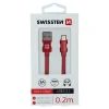 Cablu de date Swissten textil USB / USB-C 0,2 m Rosu