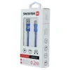 Cablu de date Swissten textil USB / USB-C 0,2 m albastru