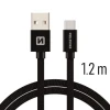 Cablu de date Swissten textil USB / USB-C 1,2 m Negru