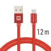 Cablu de date Swissten textil USB / USB-C 1,2 m Rosu