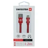 Cablu de date Swissten textil USB / USB-C 1,2 m Rosu