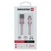 Cablu de date Swissten textil USB / USB-C 1,2 m ROZ / Auriu