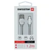 Cablu de date Swissten textil USB / USB-C 1,2 m Argintiu