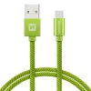 Cablu de date Swissten textil USB / USB-C 1,2 m verde