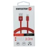 Cablu de date Swissten textil USB / USB-C 3,0 m Rosu