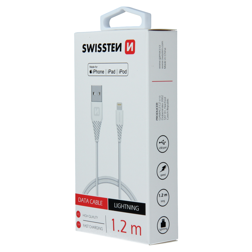 Cablu de date Swissten  Lightning 1,2 M Alb thumb