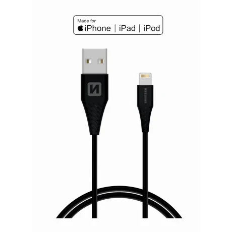 Cablu de date Swissten TPE USB / Lightning MFI 1,2 m Negru