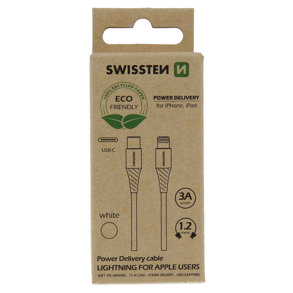 Cablu de date Swissten USB-C/Lighting Alb 1.2m (pachet Eco) thumb
