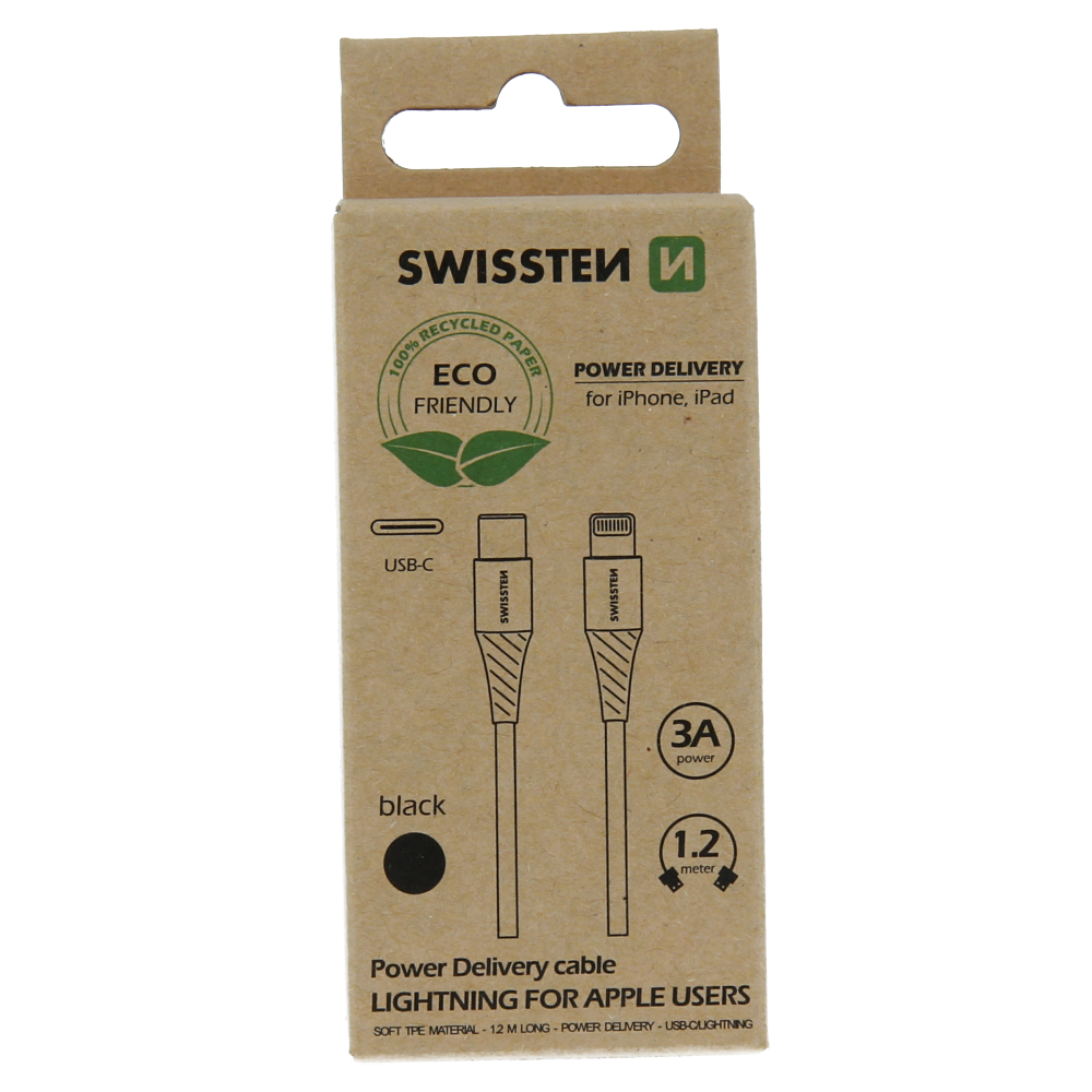 Cablu de date Swissten USB-C/Lightning Negru 1,2m (pachet Eco) thumb