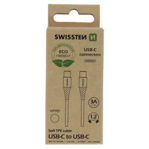Cablu de date Swissten USB-C/USB-C Alb 1.2m (pachet Eco)