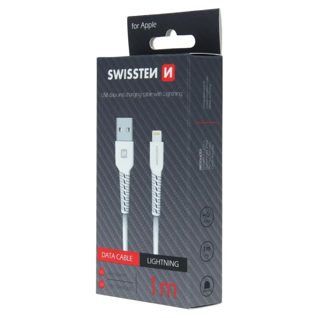 Cablu de date Swissten USB / Lightning 1,0 m Alb