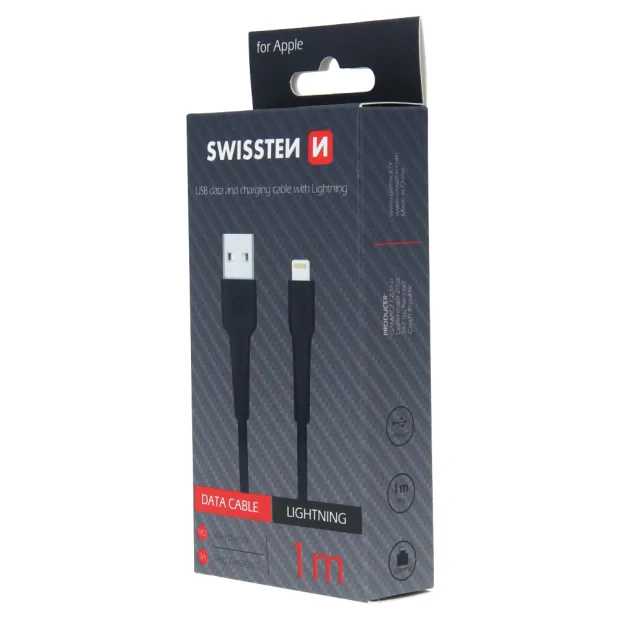 Cablu de date Swissten USB / Lightning 1,0 m Negru