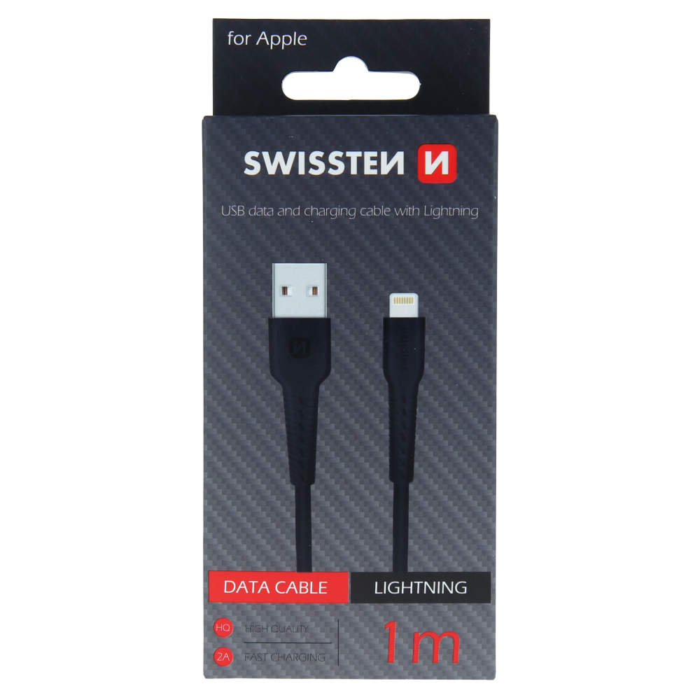 Cablu de date Swissten USB / Lightning 1,0 m Negru thumb