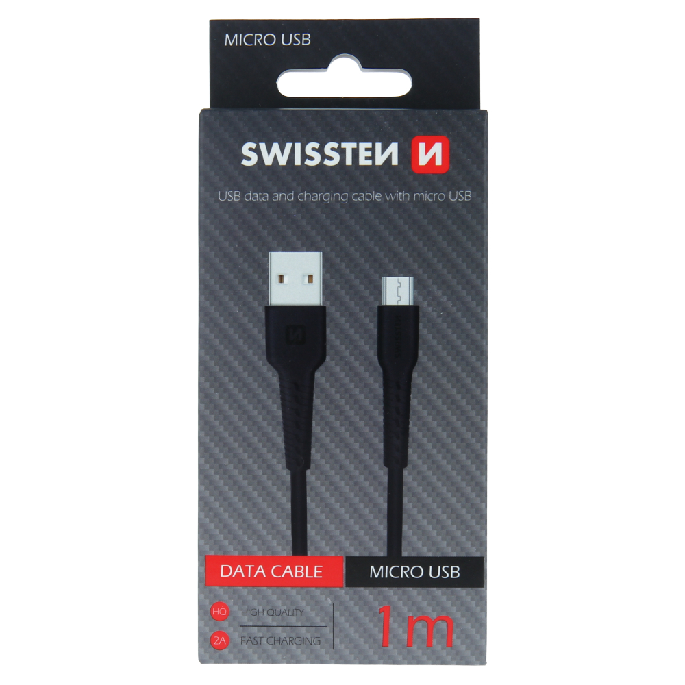 Cablu de date Swissten USB / Micro USB 1,0 m Negru thumb