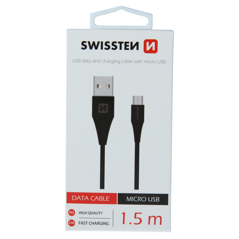 Cablu de date Swissten USB / Micro USB 1,5 m Negru (6,5 mm) thumb