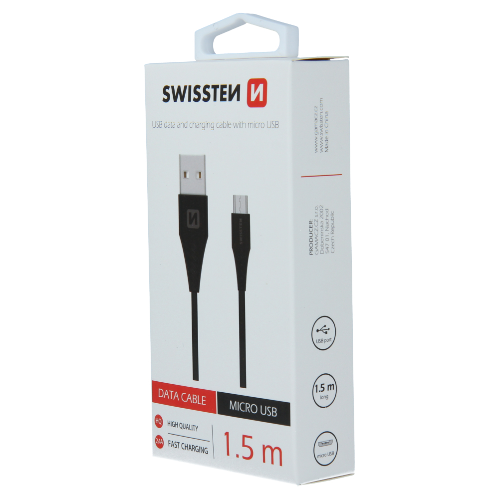 Cablu de date Swissten USB / Micro USB 1,5 m Negru (6,5 mm) thumb