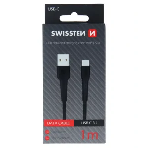 Cablu de date Swissten USB / USB-C 1,0 m Negru