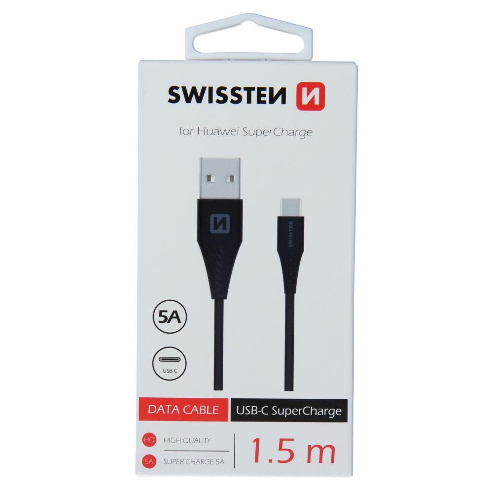 Cablu de date Swissten USB / USB-C Huawei SUPER CHARGE 5a 1,5m Negru thumb