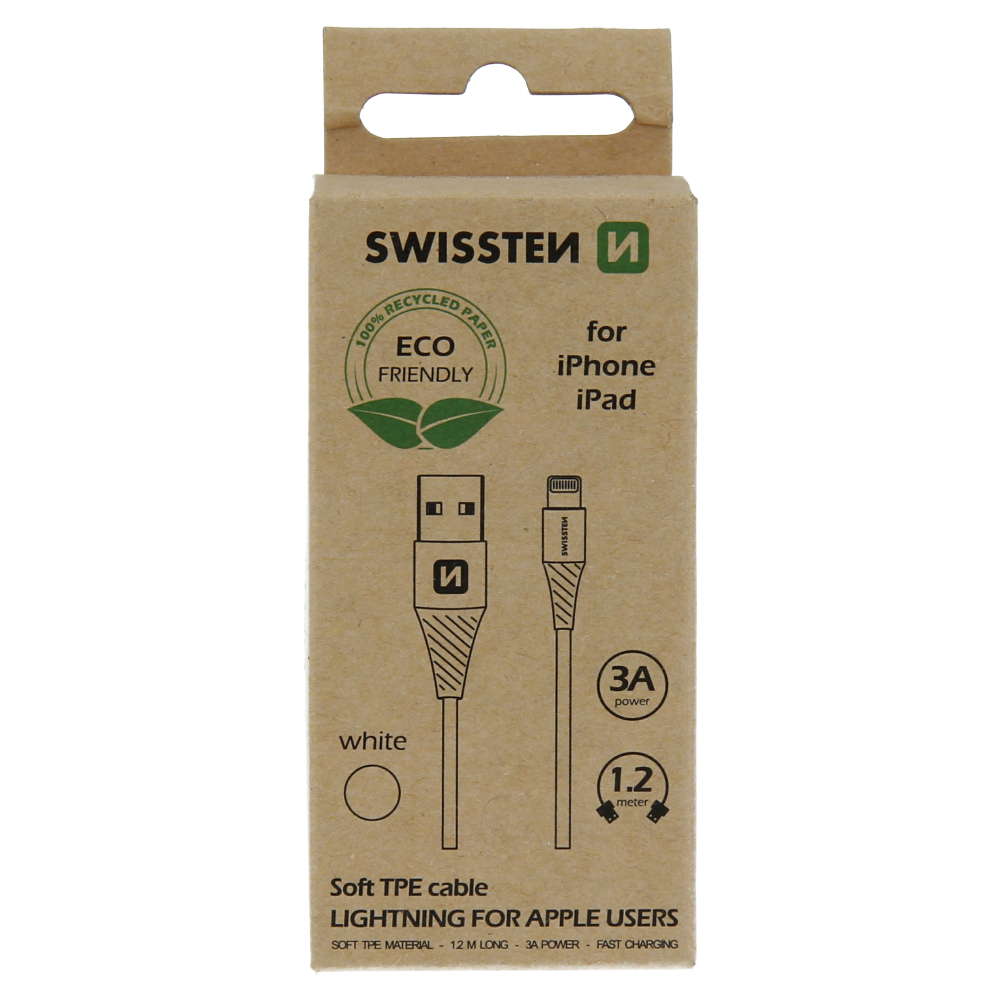 Cablu de date Swissten USB/Lightning Alb 1.2m (pachet Eco) thumb