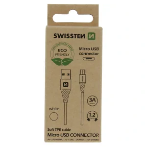 Cablu de date Swissten USB/Micro USB Alb 1.2m (pachet Eco)