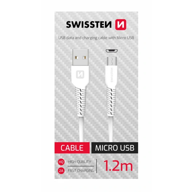 Cablu de date Swissten USB/Micro USB Alb 1,2m 