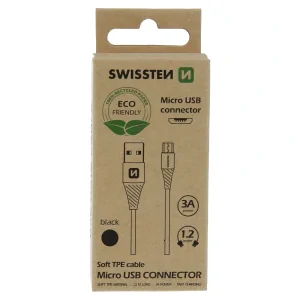 Cablu de date Swissten USB/Micro USB Negru 1.2m (pachet Eco)
