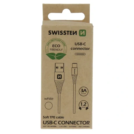 Cablu de date Swissten USB/USB-C Alb 1.2m (pachet Eco)
