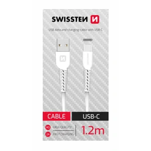 Cablu de date Swissten USB/USB-C Alb 1,2 m 