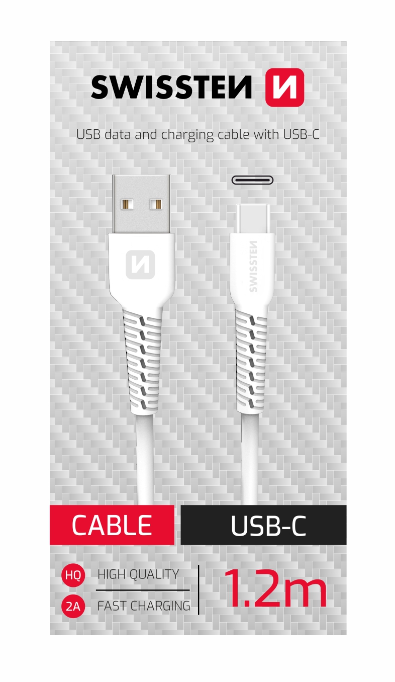 Cablu de date Swissten USB/USB-C Alb 1,2 m  thumb