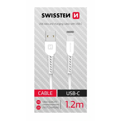 Cablu de date Swissten USB/USB-C Alb 1,2 m 