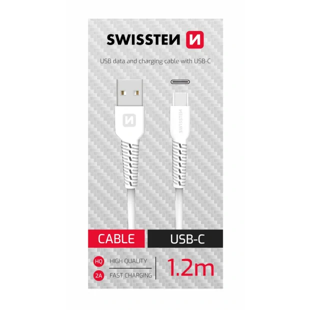 Cablu de date Swissten USB/USB-C Alb 1,2 m 