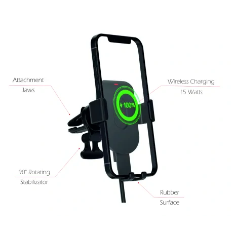 Suport auto gravity PRO ventilatia masinilor cu incarcare wireless 15W Swissten S-GRIP GW1-AV5