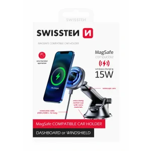 Suport auto magnetic Swissten de bord cu incarcare wireless 15W (compatibil cu Magsafe)