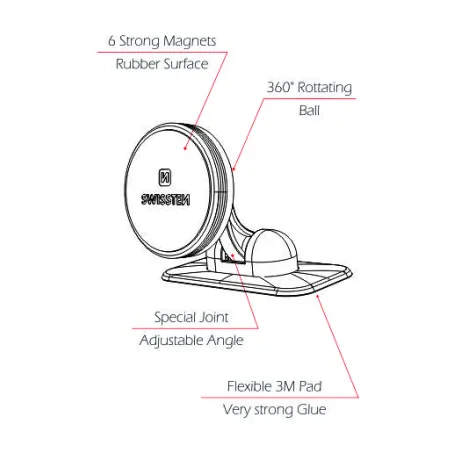 Suport auto magnetic PRO dashboard Swissten S-Grip DM6