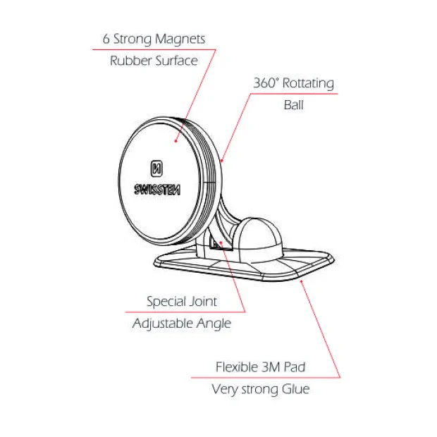 Suport auto magnetic PRO dashboard Swissten S-Grip DM6