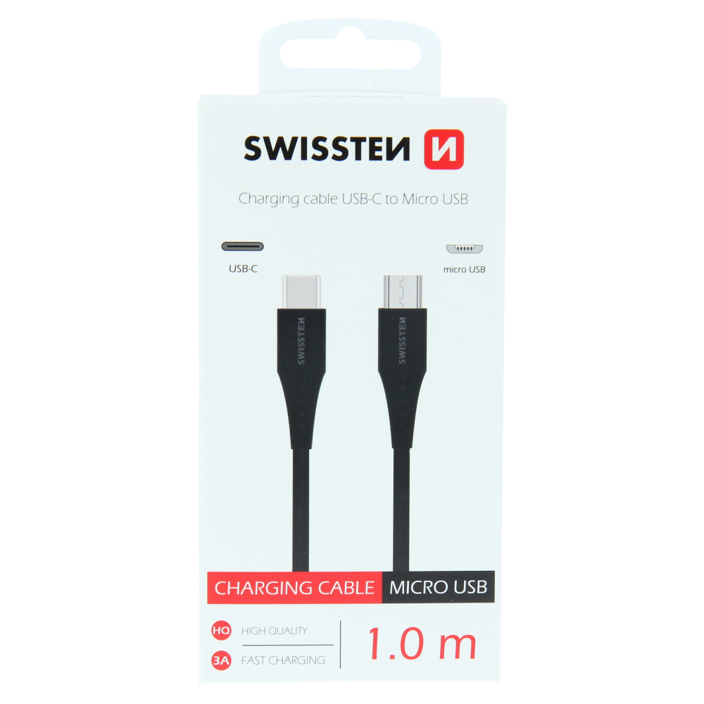 Cablu incarcare Swissten USB-C / Micro USB 1,0 M Negru thumb