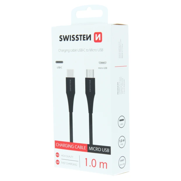 Cablu incarcare Swissten USB-C / Micro USB 1,0 M Negru