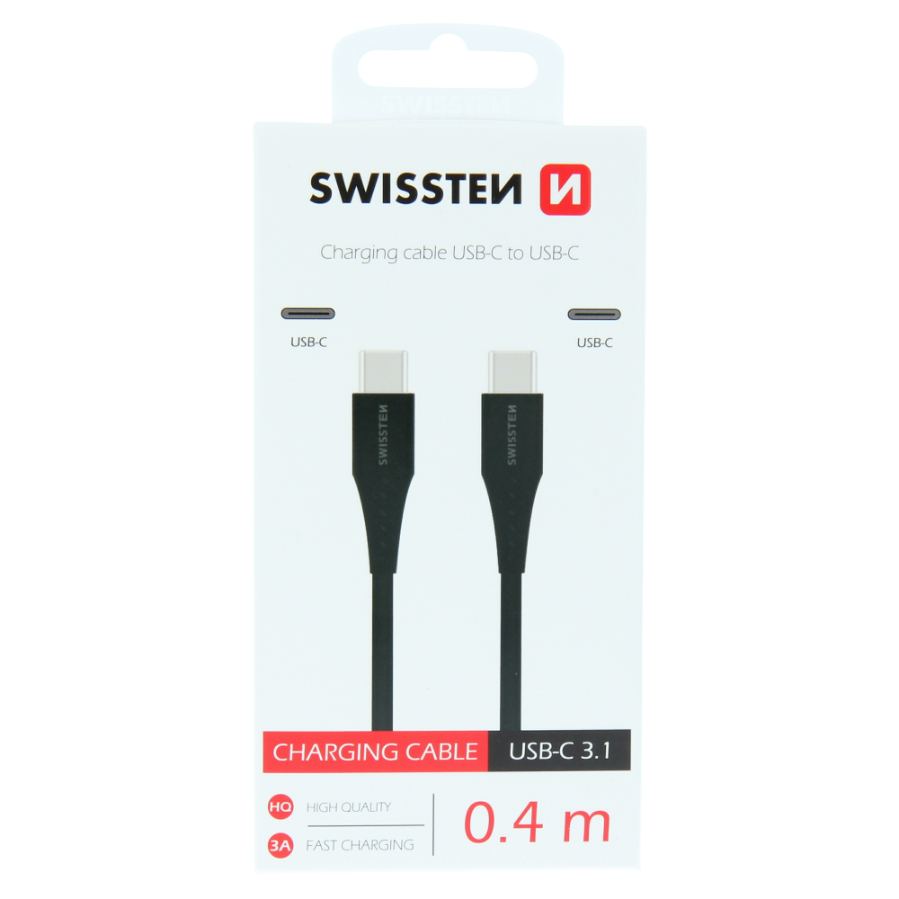 Cablu incarcare Swissten USB-C / USB-C 0,4 M Negru thumb