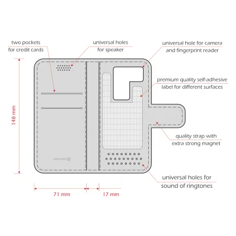 Swissten Libro Uni Book L Roz (148 x 71 mm)