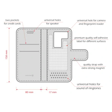 Swissten Libro Uni Book XL Roz (158 x 80 mm)