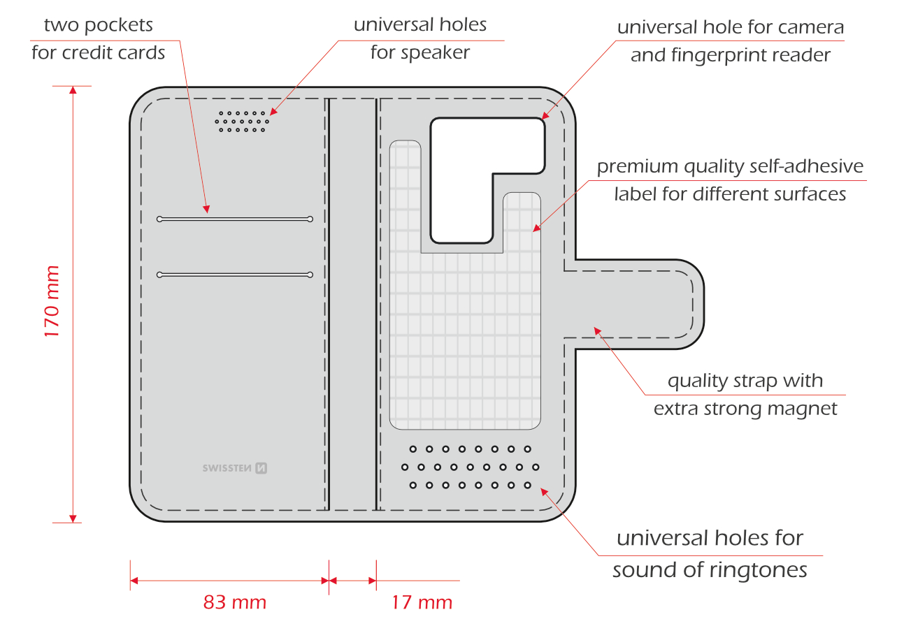 Swissten Libro Uni Book XXL Rosu (170 x 83 mm) thumb