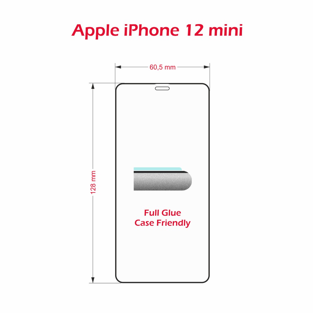 Swissten Glass Full Glue, cadru de culoare, Case friendly Apple iPhone  12 Mini Negru thumb